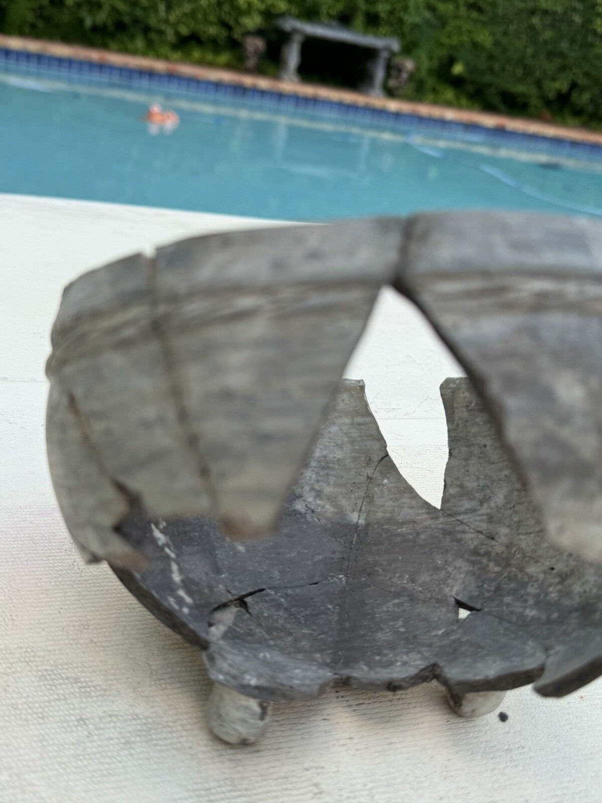 Native American PreColombian Rebuilt Footed Bowl Red Swirl Pattern Pottery Bowl