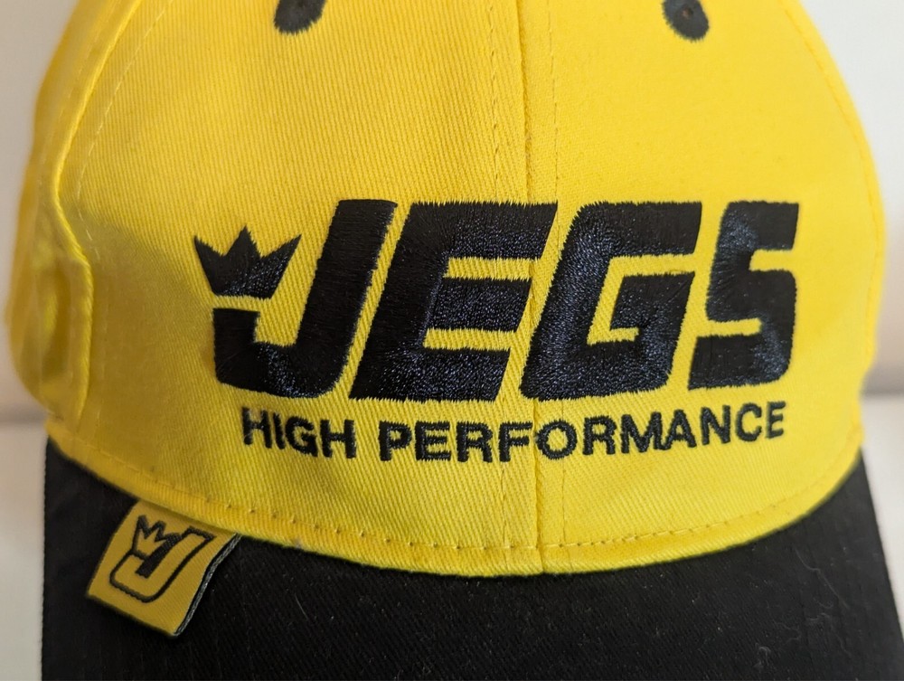 JEGS High Performance Baseball Hat Cap Yellow Hook & Loop Vented Canvas VG+