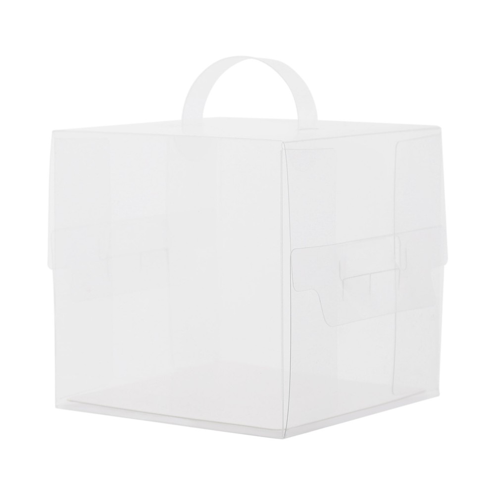 50PCS Cake Boxes w/ Handle Clear Plastic Cake Container Carrier Box 4.3" x 4.3"