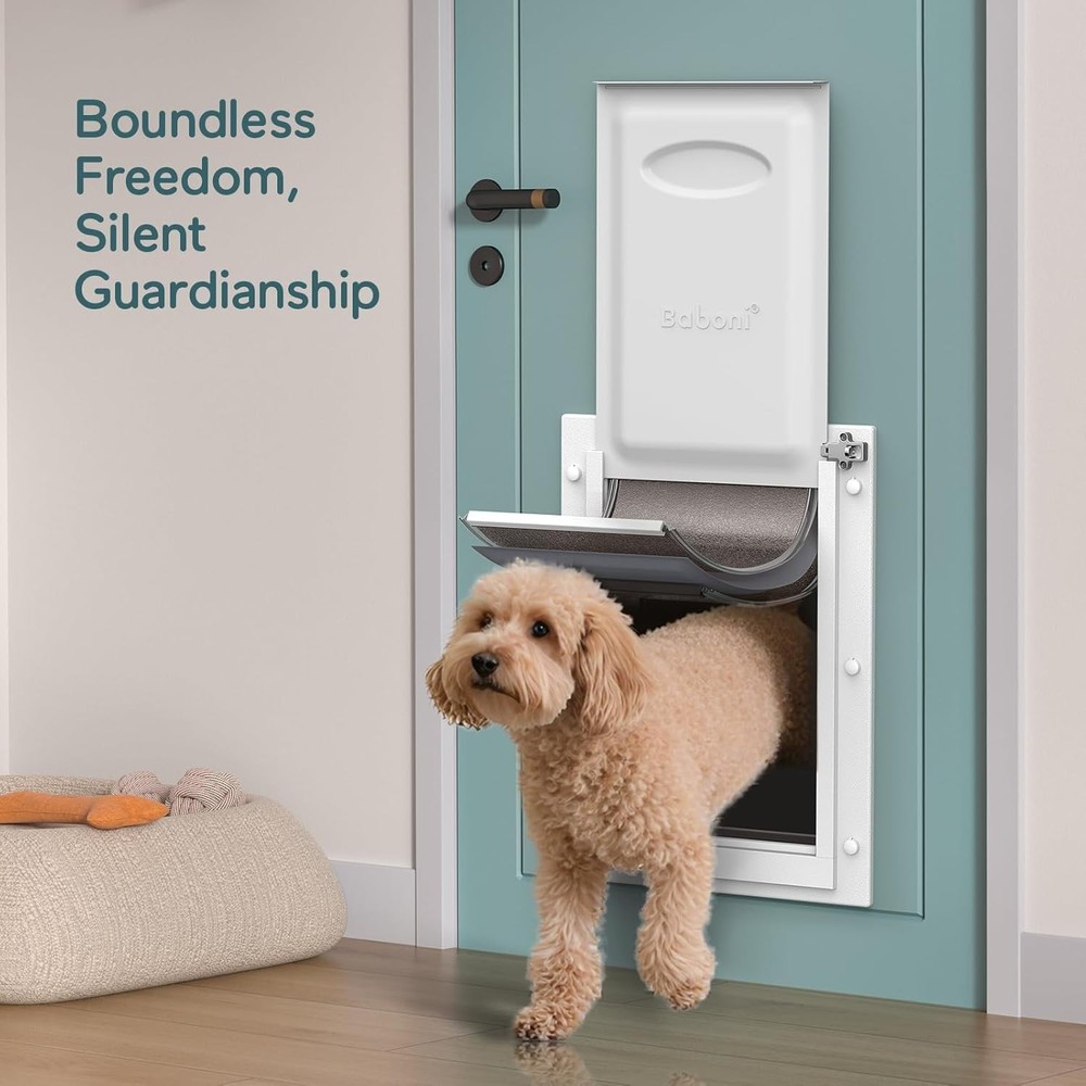Baboni 3-Flaps Pet Door for Interior Medium Door(Plastic Frame), White