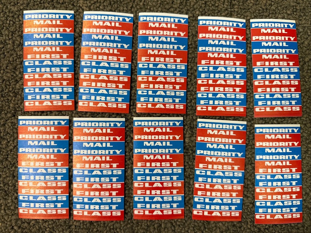 VTG 10 Sheets Priority Mail First Class Mail Stickers NOS
