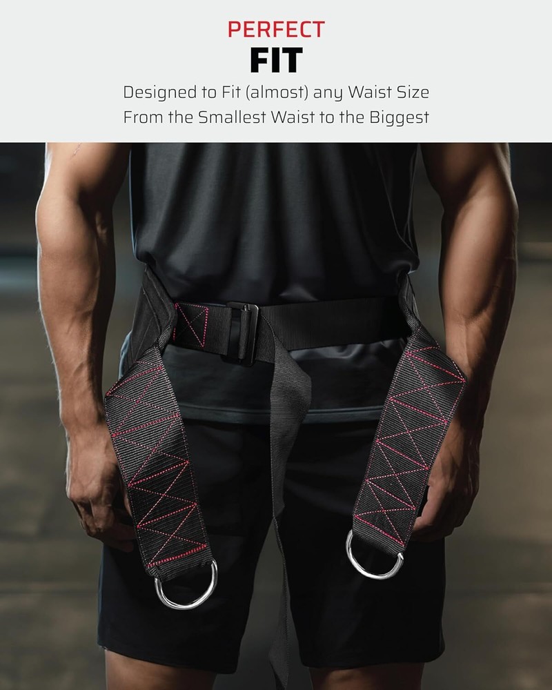 THEFITGUY Sled Pulling Belt, Adjustable Closure, 2 Straps & 4...