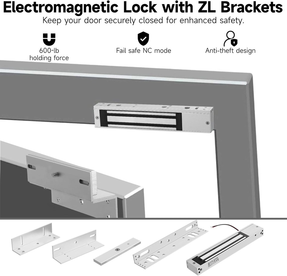 Waterproof Electromagnetic Door Lock with ZL Brackets for Security Access