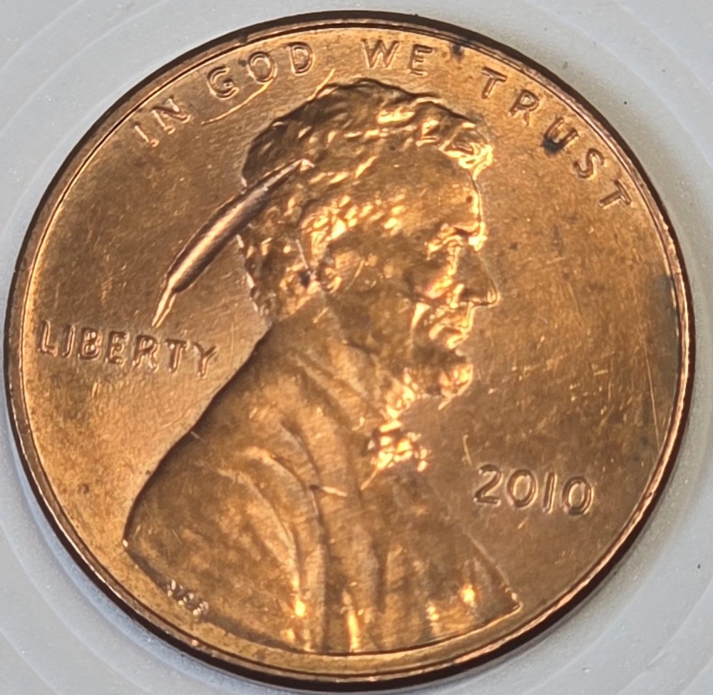 2010 Lincoln Shield Cent 💥Large Retained Strike Through Obverse Mint Error💥