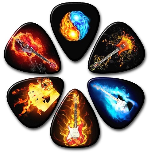 6 Flame Guitar Picks~ Plectrums,  Genuine Celluloid Guitar Picks