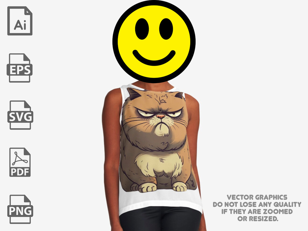 Angry Cat Vector | Cat vector | Angry Cat svg | Grumpy svg | Grumpy Cat