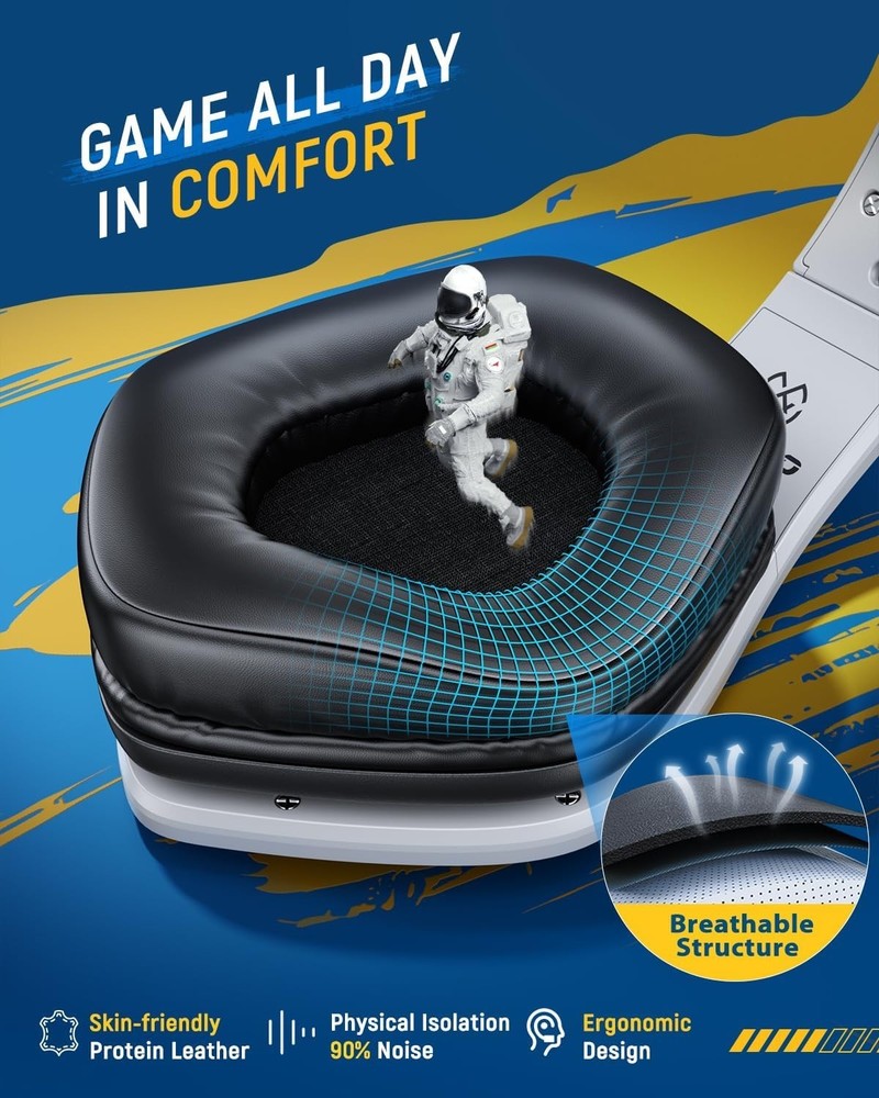 Lightweight Wireless Gaming Headset with Adjustable Fit & Immersive Audio