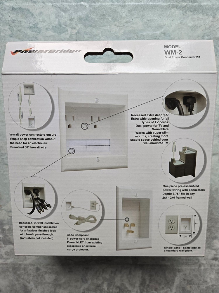 PowerBridge WM-2 In-Wall Cable Management System for Wall-Mounted TVs