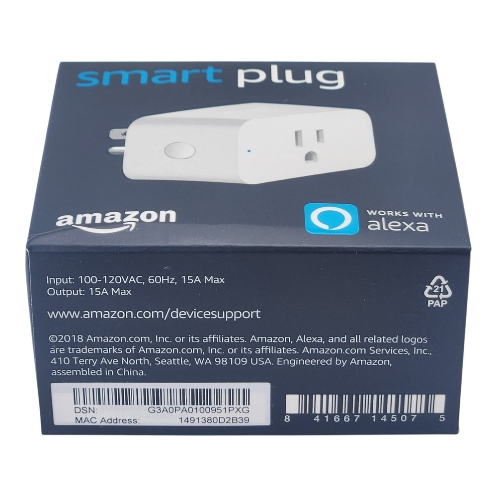 Amazon Smart Plug Works With Alexa Home Automation Android IOS Fire OS - White