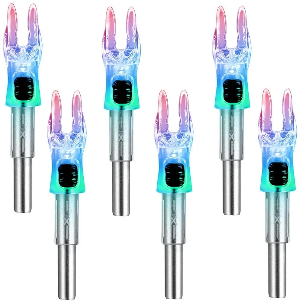 6 Pack X Lighted Archery Nocks for Arrows .204 Inside Diameter Light...