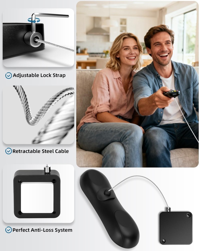 6.5 Ft Retractable Remote Control Safety Lock Tether, Leash...