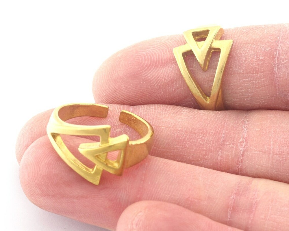 Triangle Frame Band Adjustable Ring Raw Brass (6US - 8US inner size) 4645