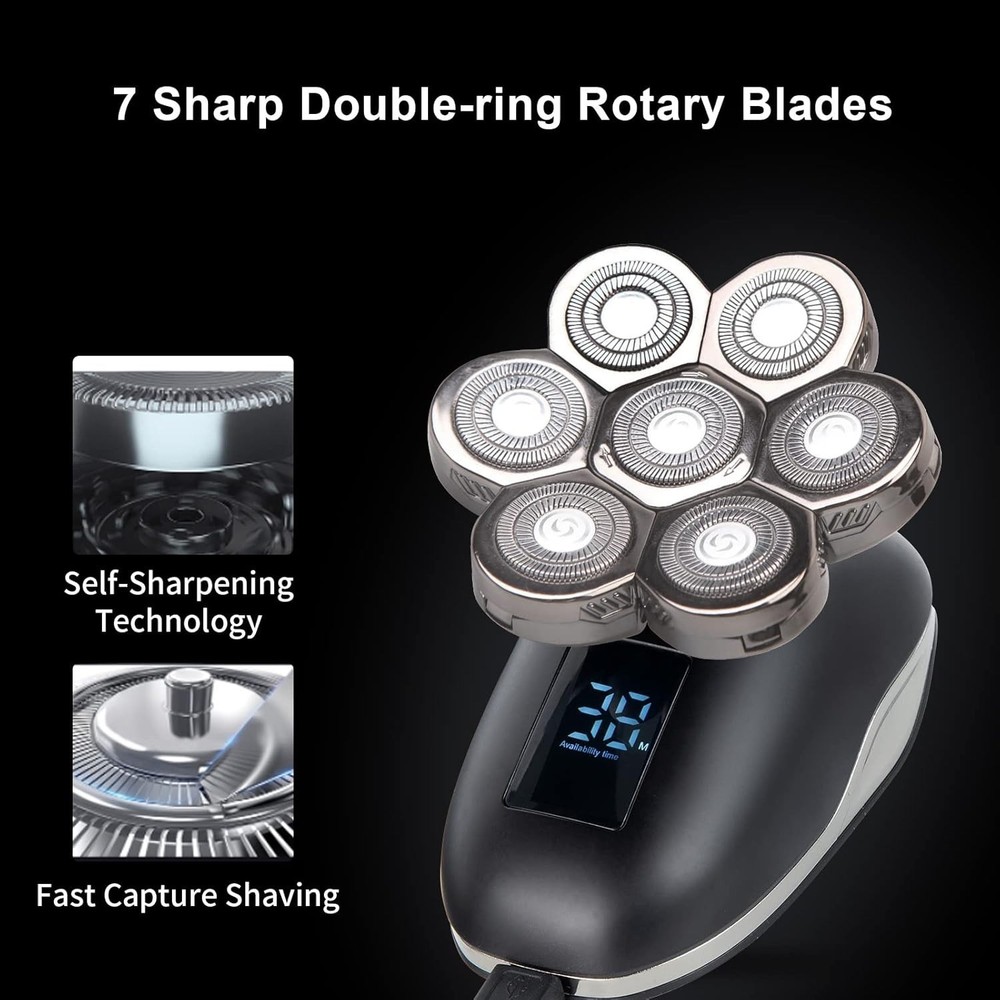 7D Electric Shaver Replacement Heads - Waterproof & Compatible, 7 Pack
