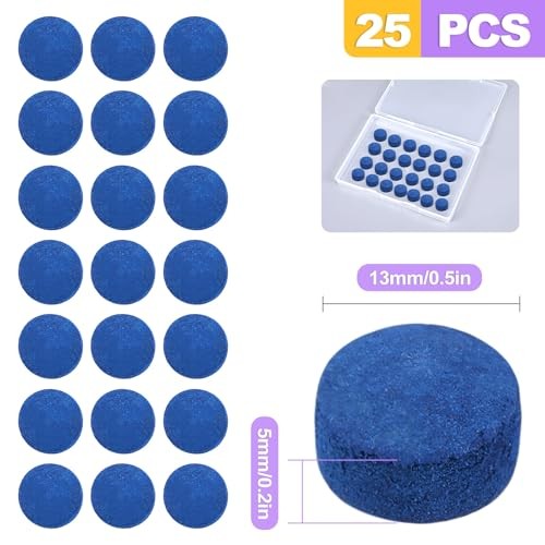 25 Pcs Pool Cue Tips 13mm Billiard Stick Cue Tips Replacement Kit - Hard