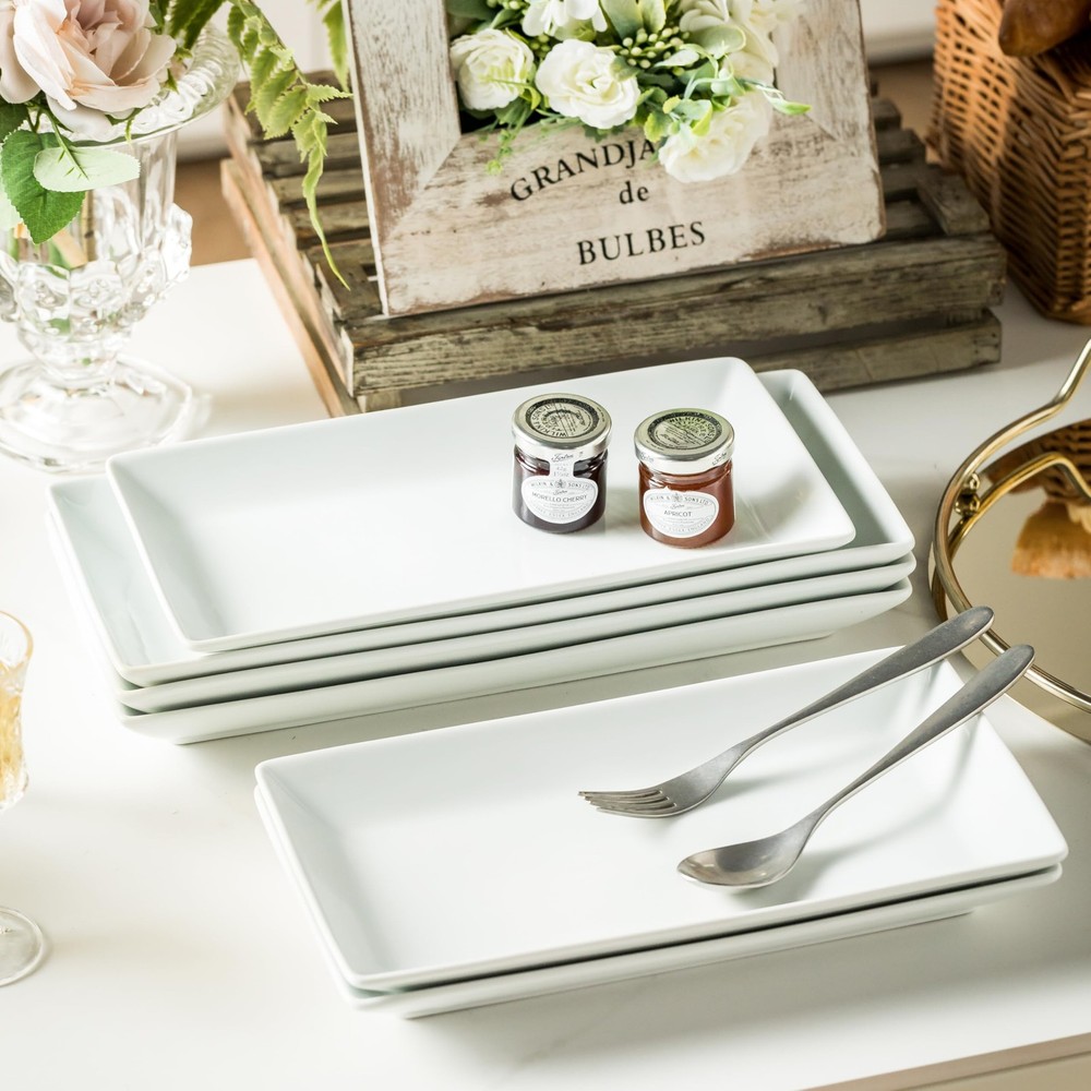 Porcelain Serving Platters Rectangular Trays White Serving Platters for Party...