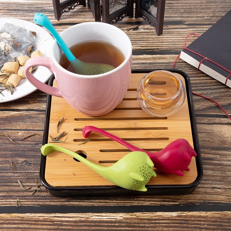 2PCS Tea Cup Filter Handle Creative Silicone Tea Strainer Loose Tea Steeper