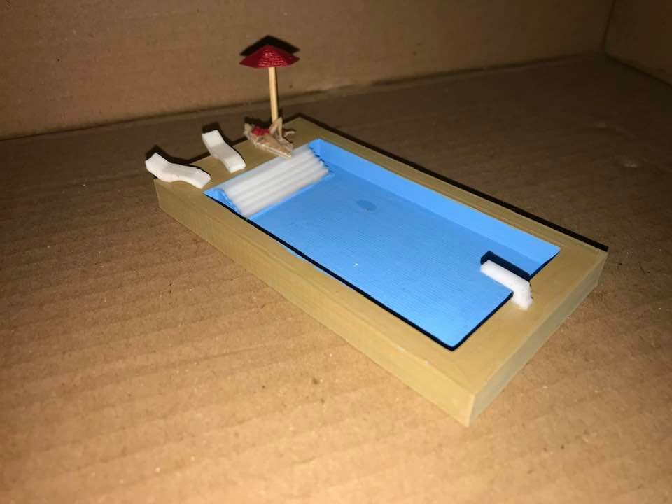 Ho 1/87 Scale Rectangular Swimming Pool Set. (Unpainted)