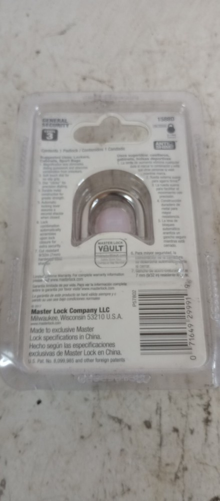 MASTER 1588D LARGE MAGNIFIED NUMBER COMBINATION LOCKER PADLOCK SILVER