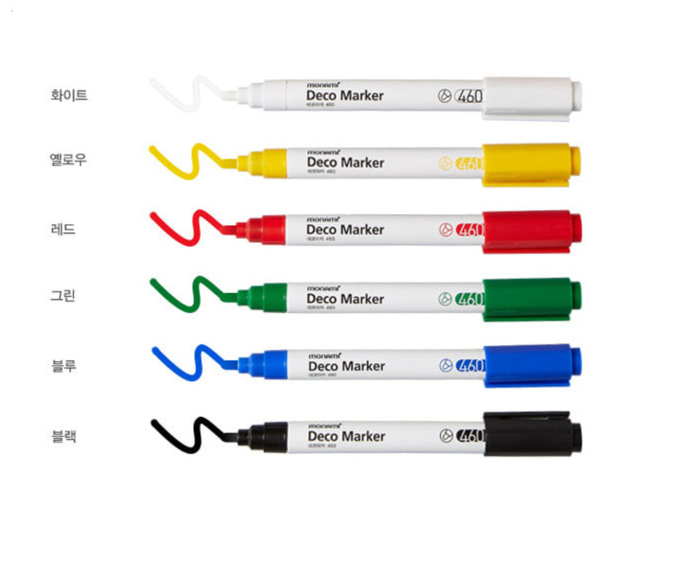 MONAMI Deco Marker 460 Water Based Marker 6pcs SET Basic / Fluorescent / Metal