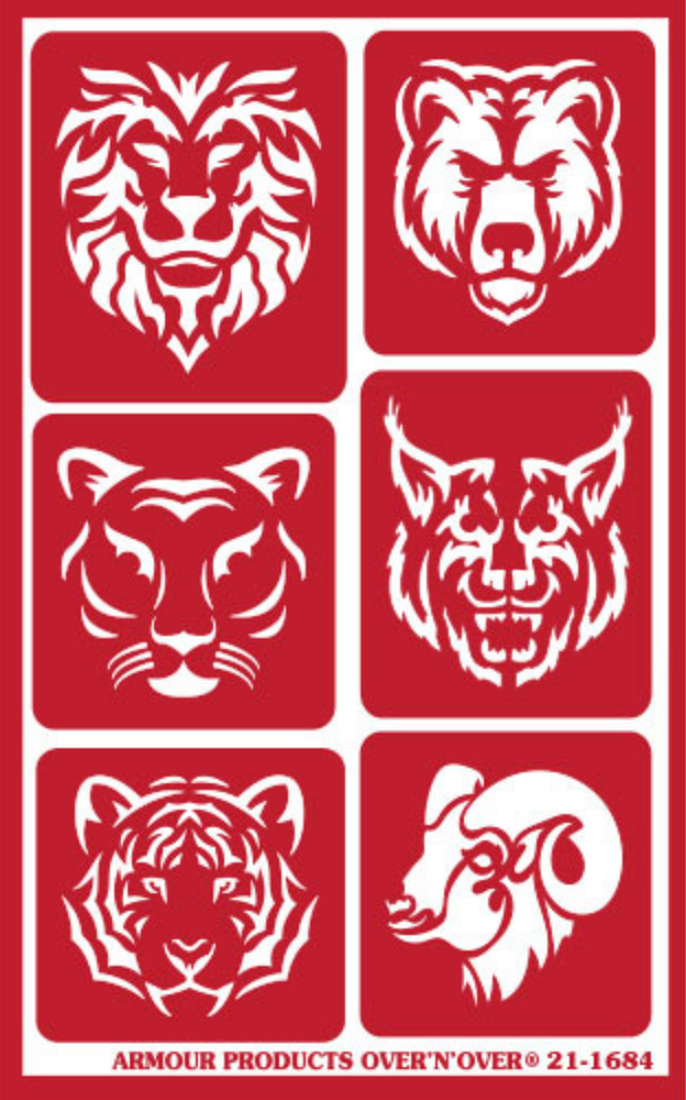 Exotic Wildlife Animal Crest Pattern Glass Etching Stencils Reusable Armour Etch
