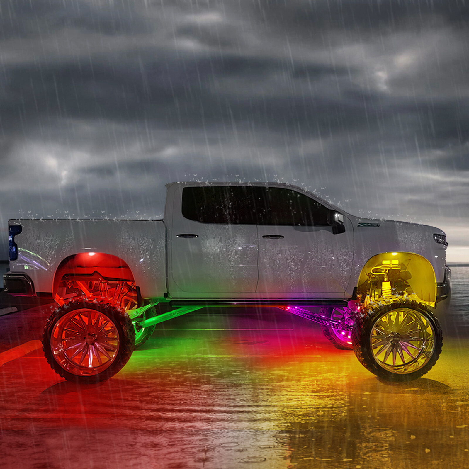 MICTUNING 8 Pods RGB+IC Chasing LED Rock Lights - Underglow Neon Light Kit Truck