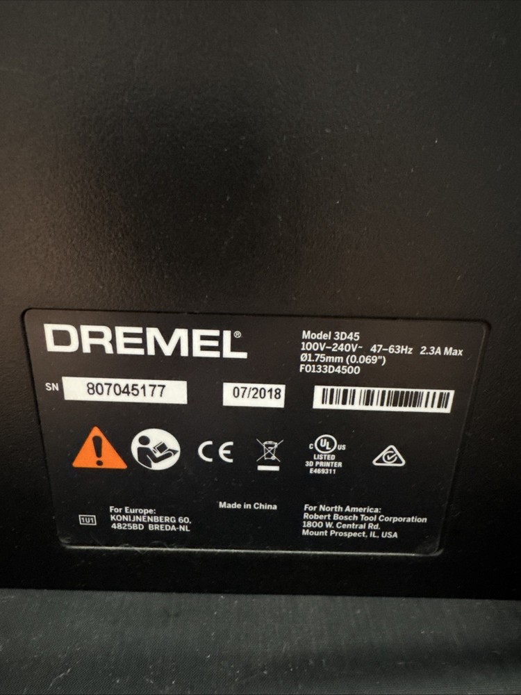 Dremel DigiLab 3D45 3D Printer W/ POWER CORD