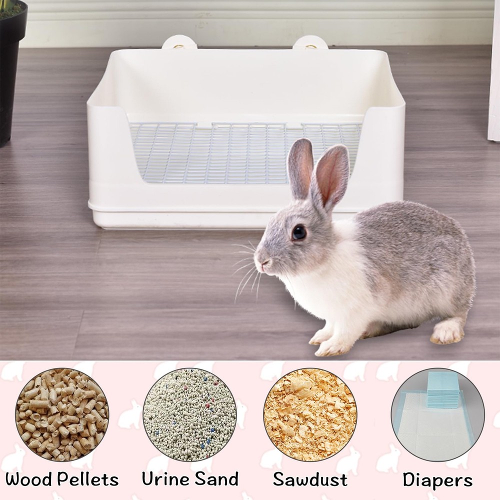 Extra Large Rabbit Litter Box with Tray,Plastic Bunny Litter Pan Corner Small...