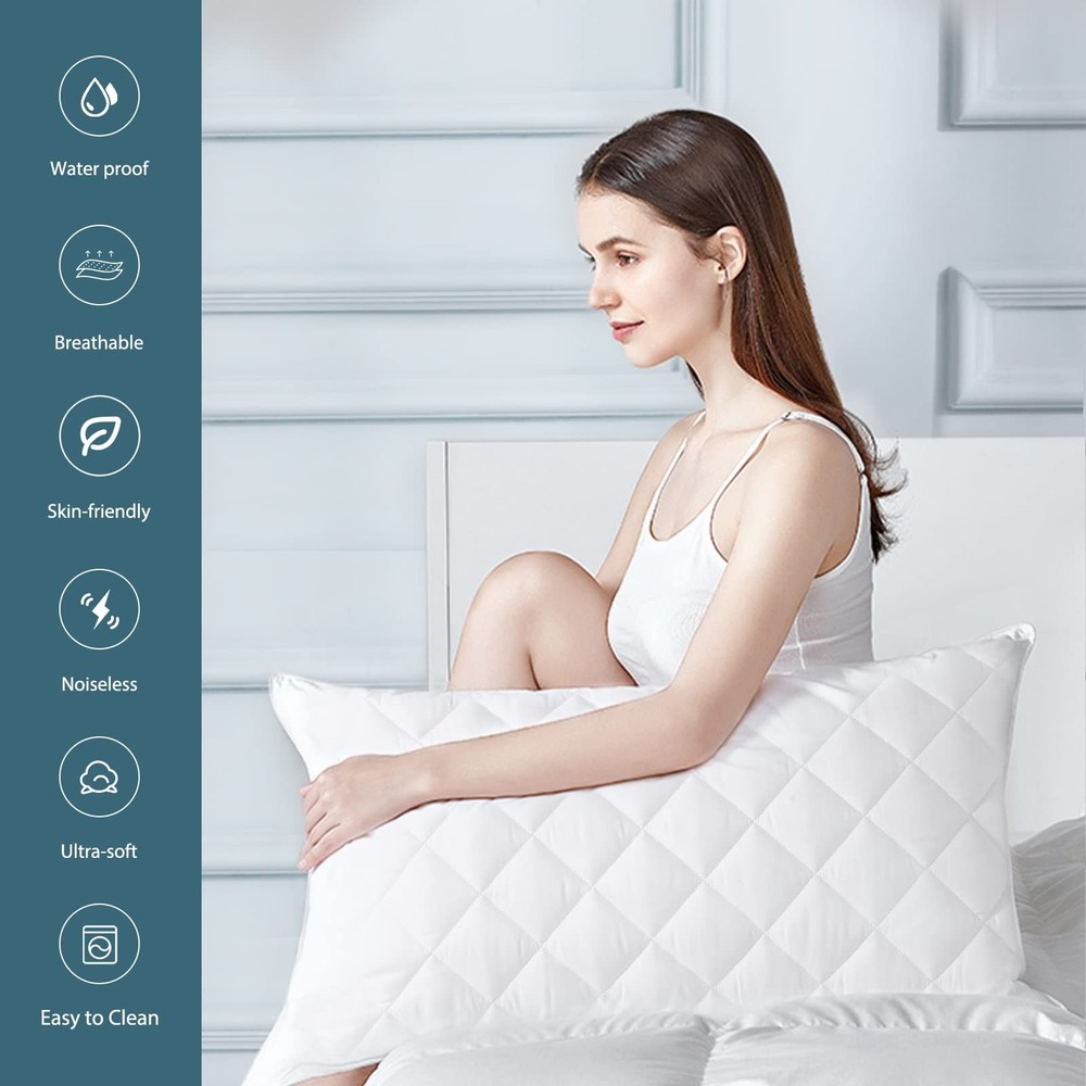 UNILIBRA 2 Pack Waterproof Pillow Protector King Protector, White