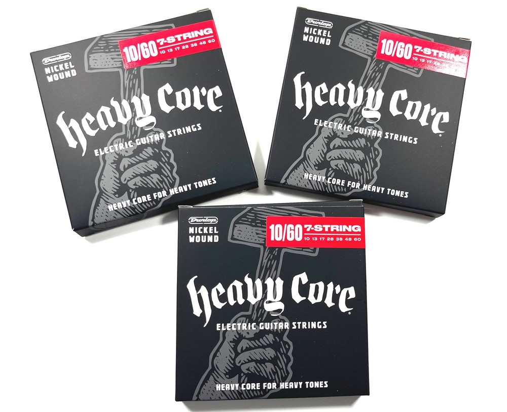 Dunlop Guitar Strings Electric 3 Sets Heavy Core 7 string guitar 10-60