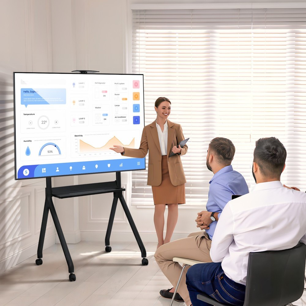 Smart Board Stand for 42-86" Interactive Whiteboard Lockable Wheel Height Adjust