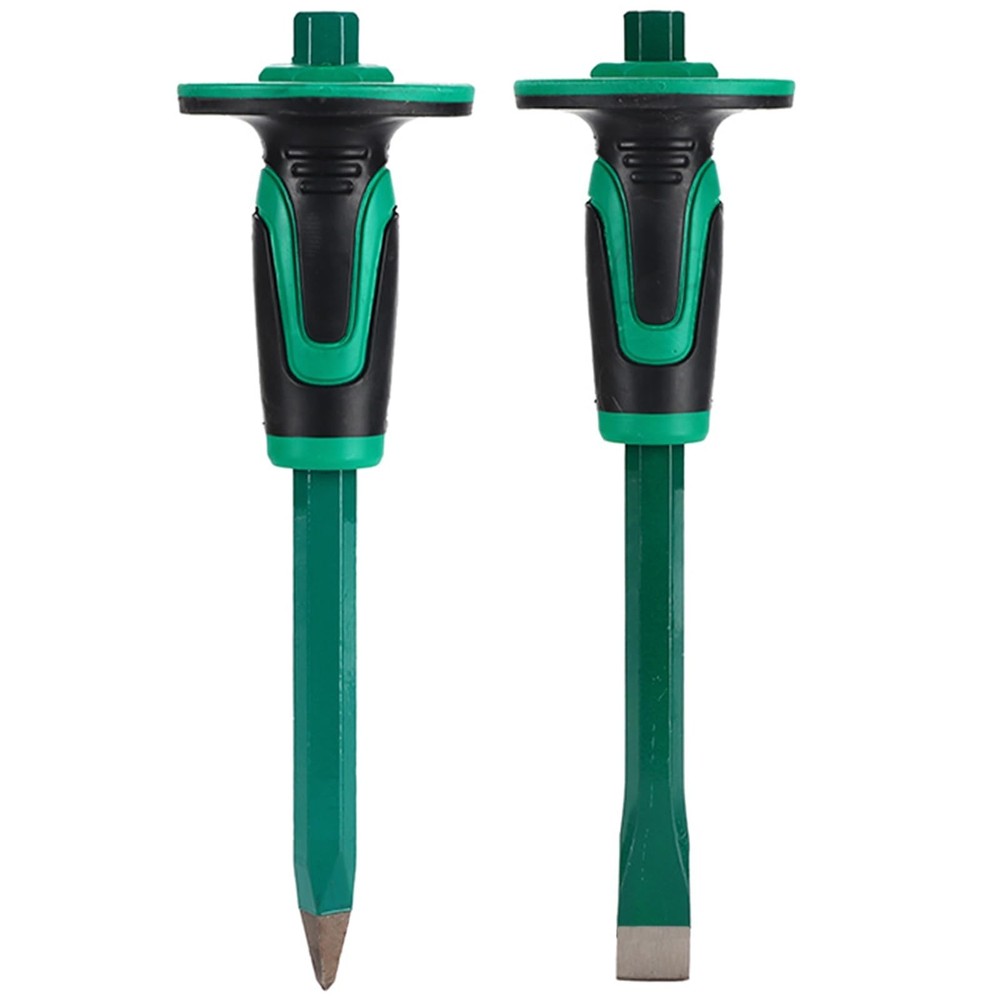 Heavy Duty Masonry Chisel Set,12 Inch Point and Flat Chisel with Hand Protect...