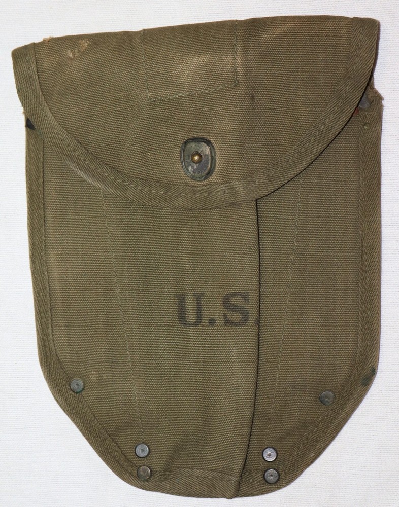ORIGINAL WWII 1945 DATED ENTRENCHING TOOL, SHOVEL OD WEB COVER