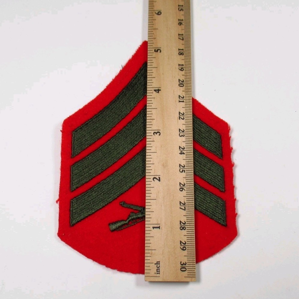 USMC Sergeant Rank Patch Vintage Embroidered Felt Back Sew On