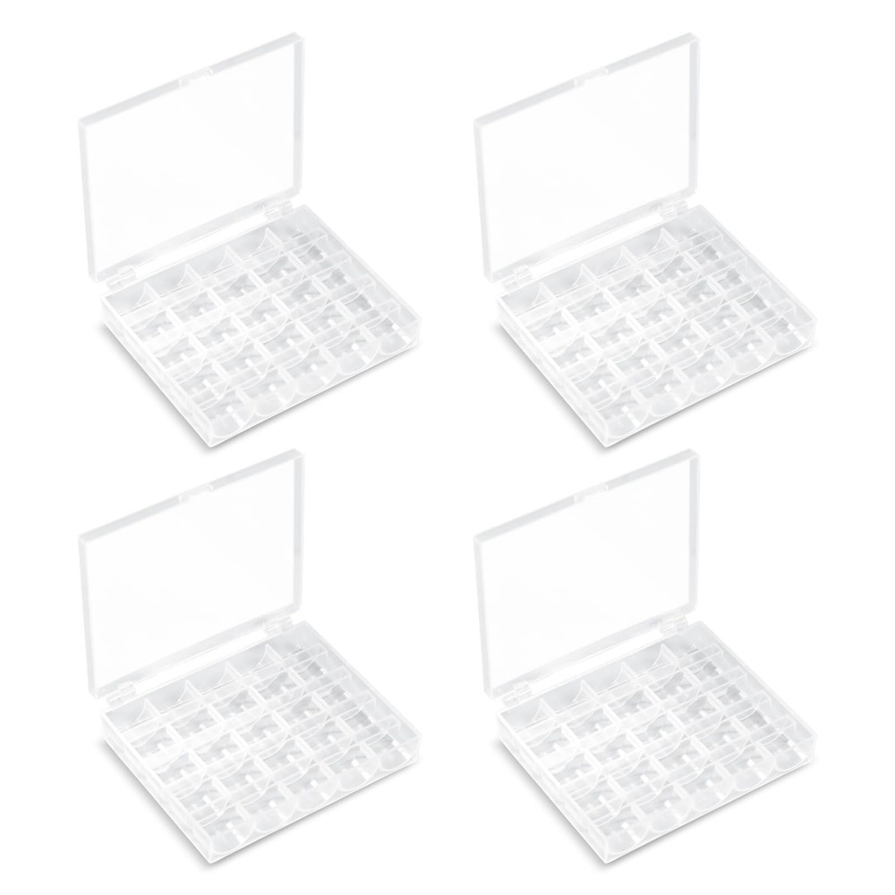 25 Slots Bobbin Organizer Transparent Plastic Bobbin Case Empty Spools Box Fo...