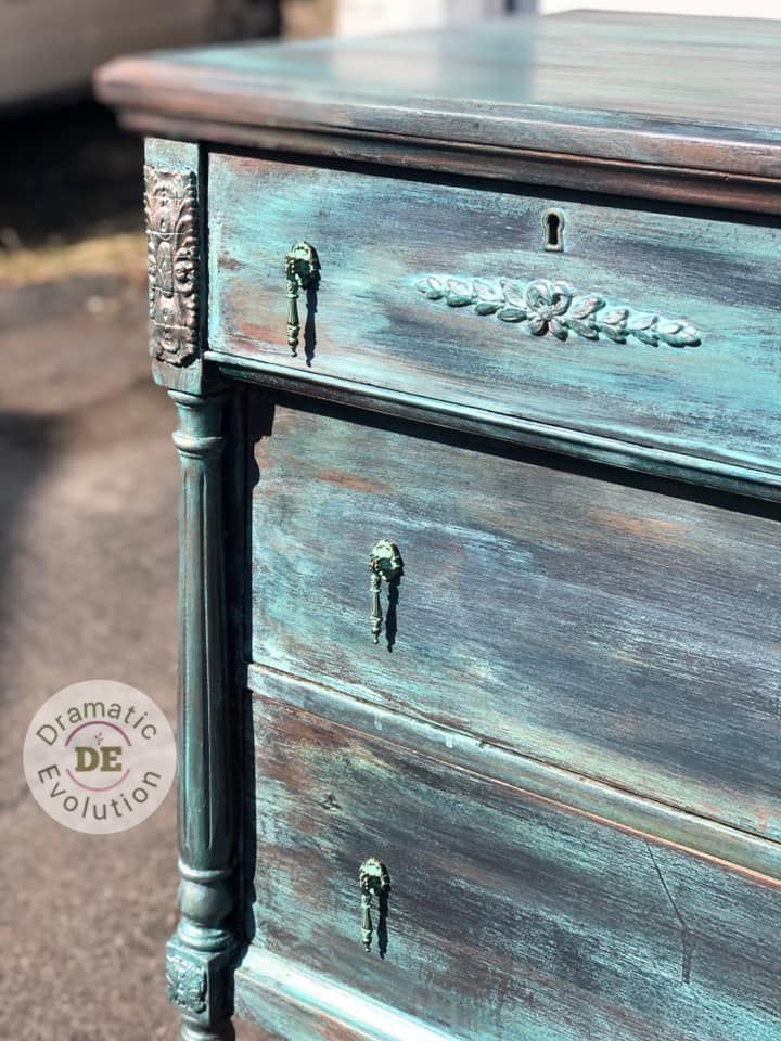 2-3/4" Decorative Rosette Single Mount Drop Pull Antique Verdigris