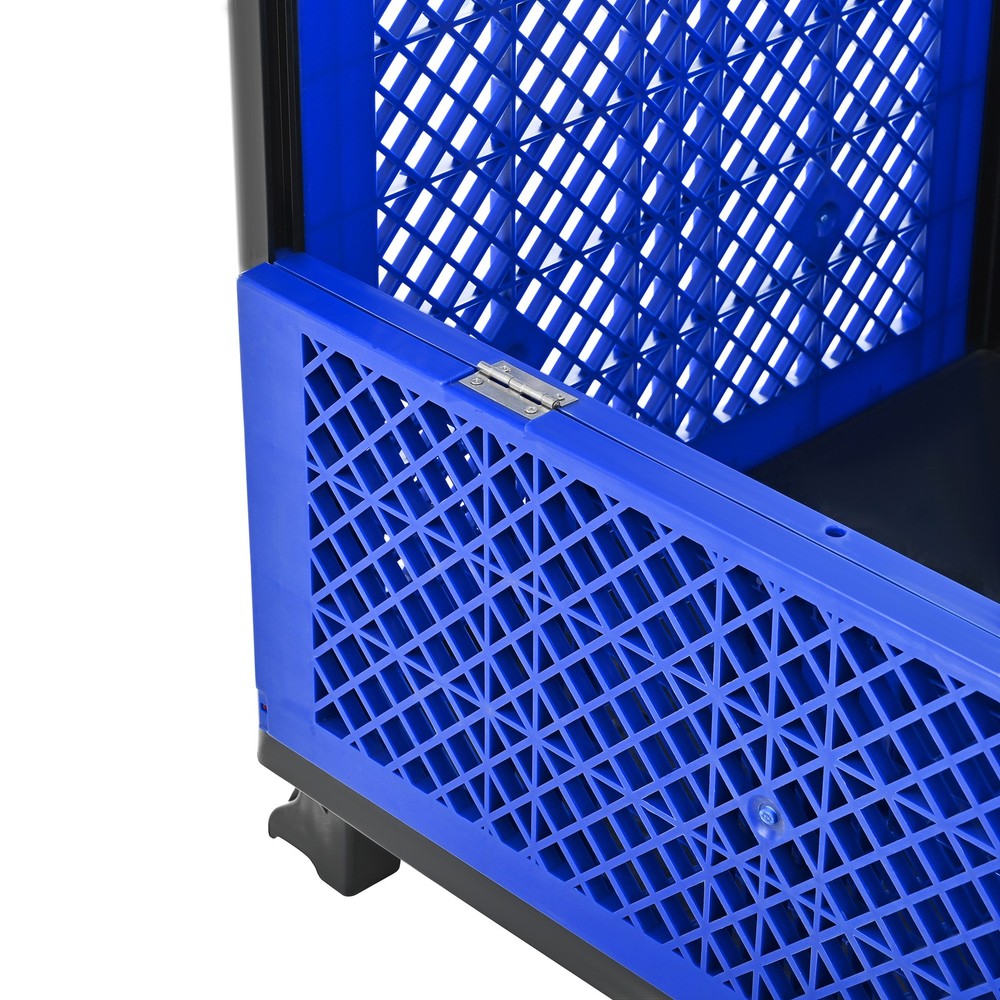 Collapsible Bulk Container Mesh Walls 600lb Capacity Stackable 4 High Blue