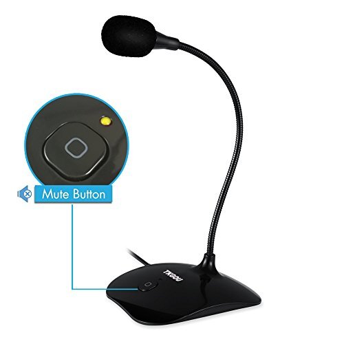 USB Computer Microphone w/Mute Button Plug&Play Condenser PS4 Mic LED Indicator