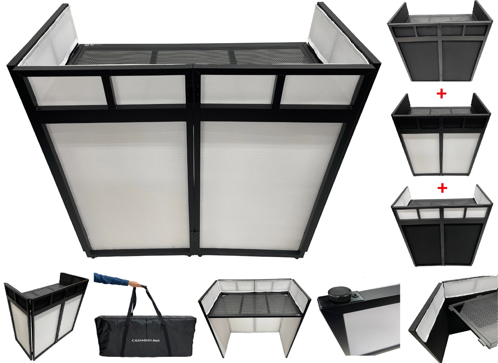 Large 46" Wide DJ Event Facade White/Black Scrim Booth+ Upper/Lower Color Mixing