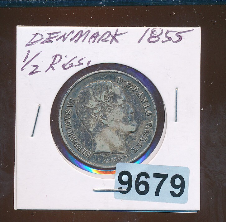 DENMARK -  1/2 RIGSDALER - SILVER - 1855 - SCARCE - #9679