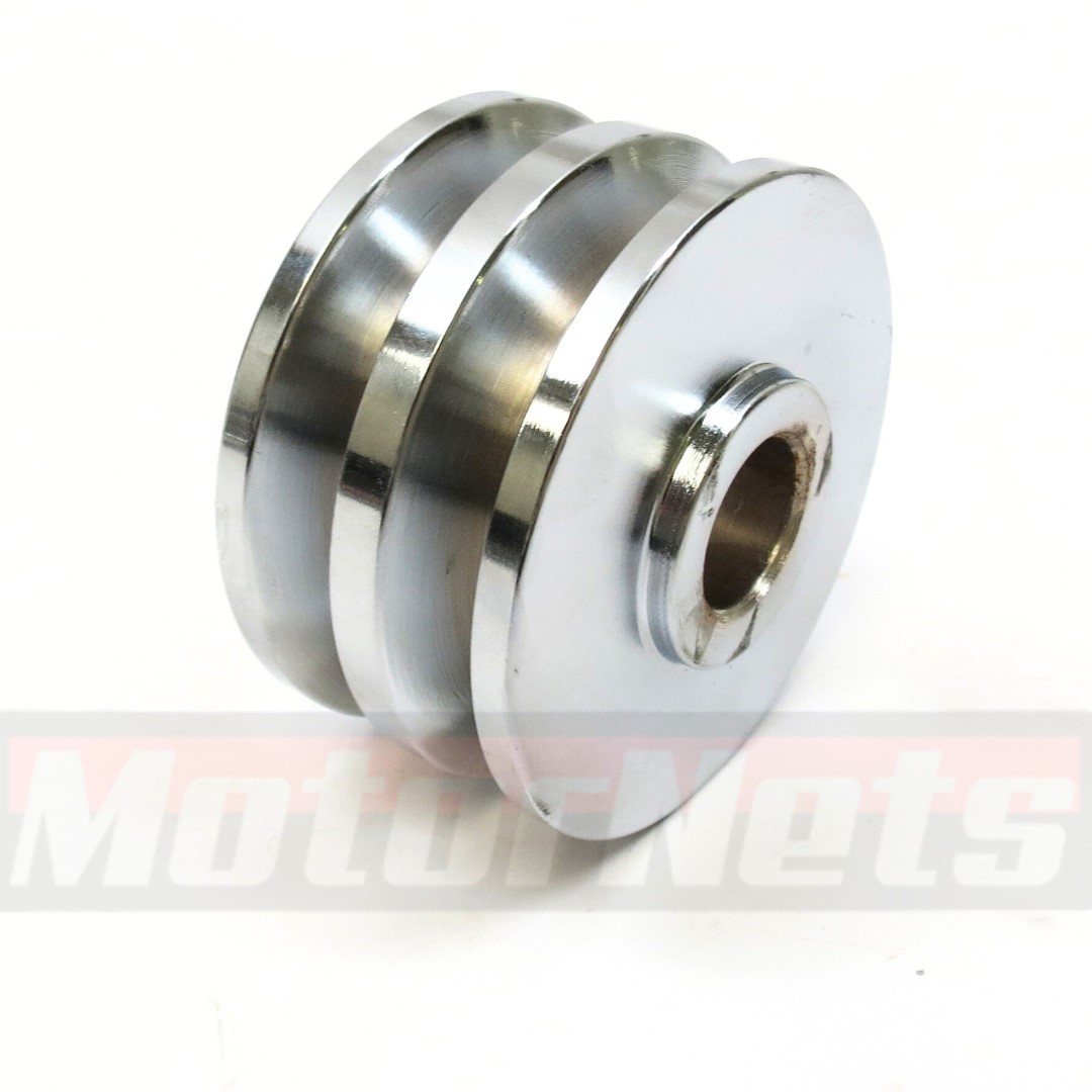 Chrome Double Groove Alternator Pulley Fits GM SB BB Chevy SBC 350 BBC 454 Ford