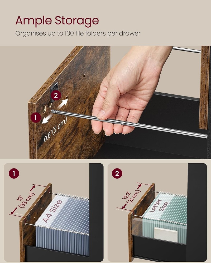 Vertical File Cabinet 4 Drawer Lockable for Home Office