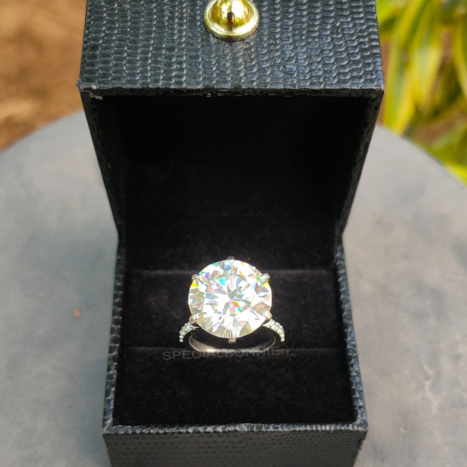 Rare 8Ct Certified Diamond Solitaire Ring ! FREE DIAMOND STUDS !Tariffs Free