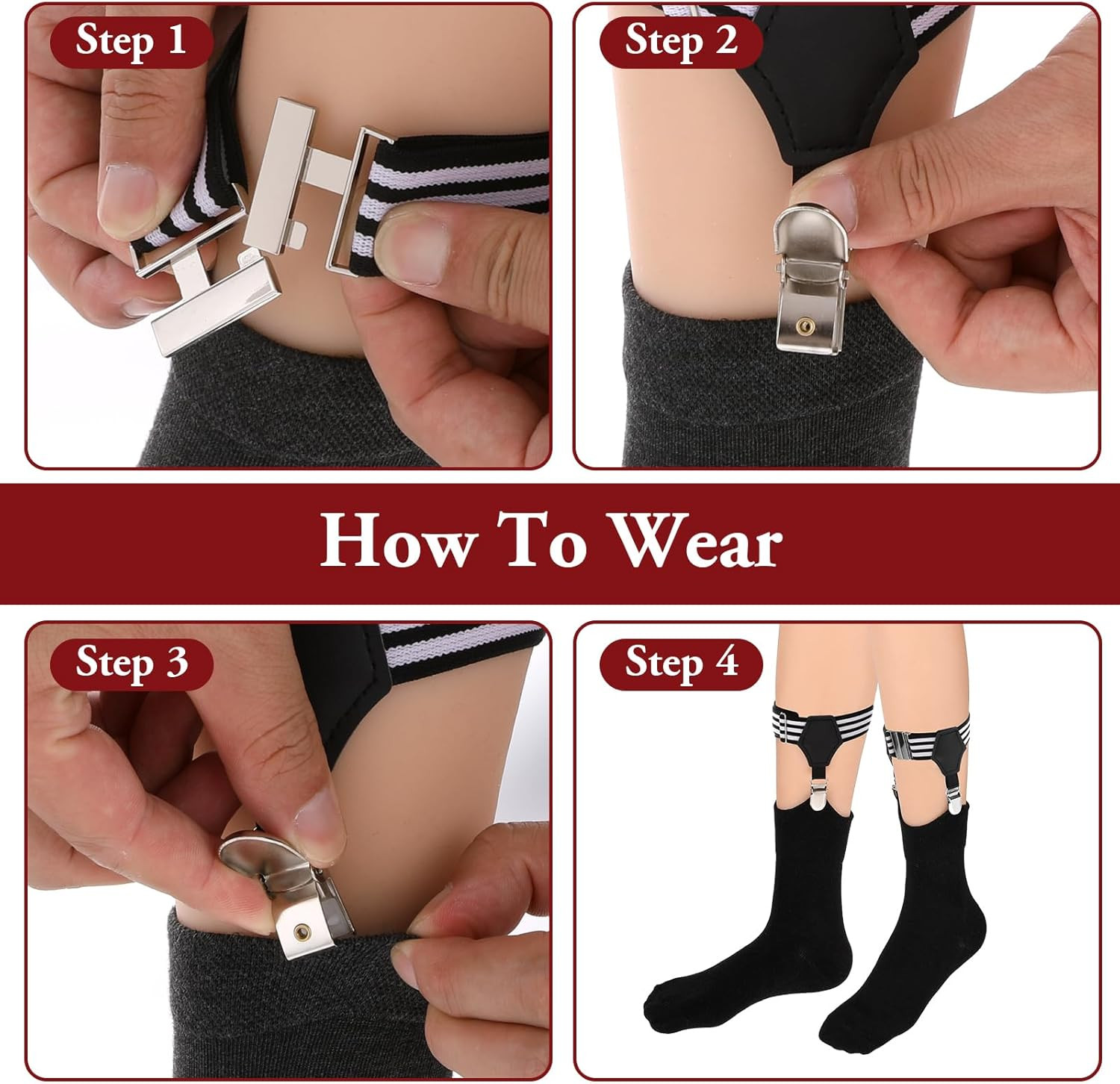 2 Pack Adjustable Men'S Sock Garters Suspenders Non Slip Sock Strap Suspenders