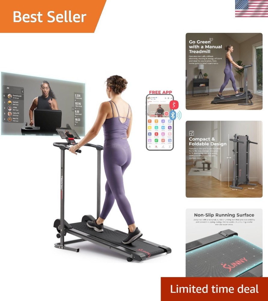 Space-Saving Manual Walker with LCD Display & Bluetooth for Tailored Workouts