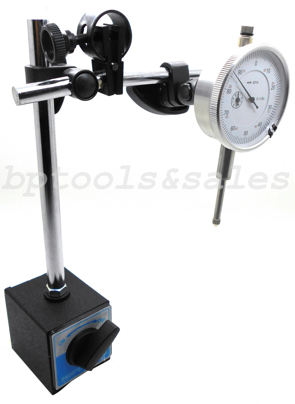 Universal Magnetic Base Holder 132lbs Force & 1" Dial Indicator White Face