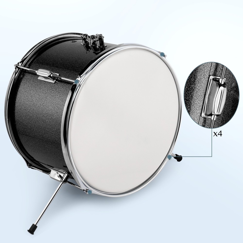 5-Piece Junior Drum Set, Beginner Percussion Kit with Stool and Stands Black