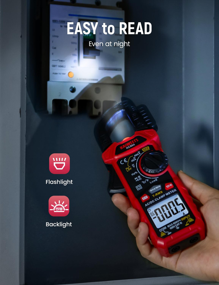 KAIWEETS Digital Clamp Meter Multimeter AC DC Current Voltage NCV