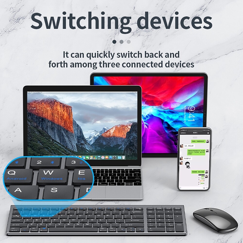 Wireless Keyboard And Mouse bluetooth Dual-mode Slim Rechargeable Typing Silent