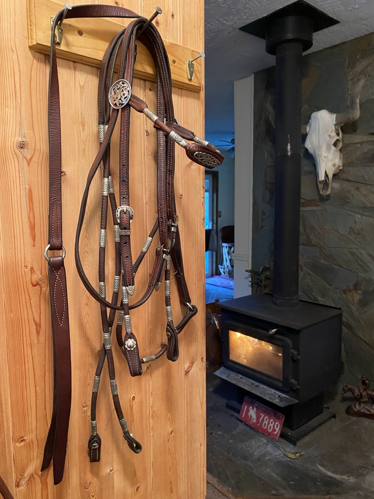 Vntg Poco Western Bridle & Romel Reins Silver Ferrule Fleming Filigree Sterling