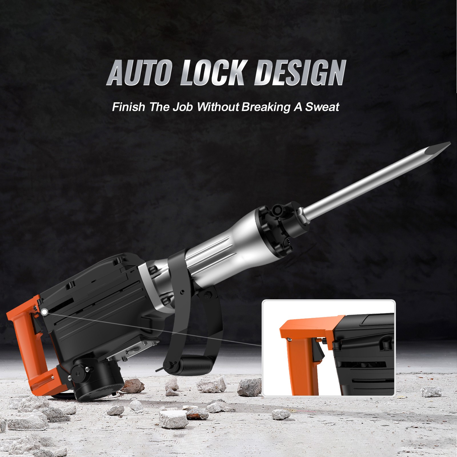 Demolition Jack Hammer Concrete Breaker 2200W Electric Hammer 4 Chisel Bits